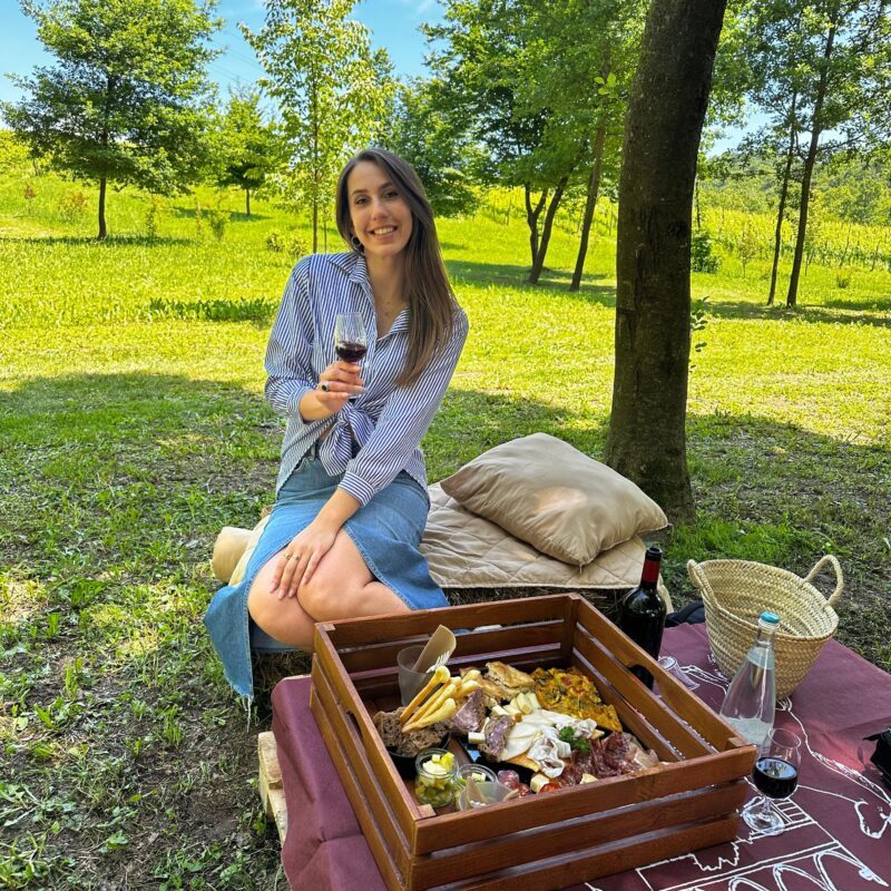 Ragazza che fa picnic a Scanzorosciate